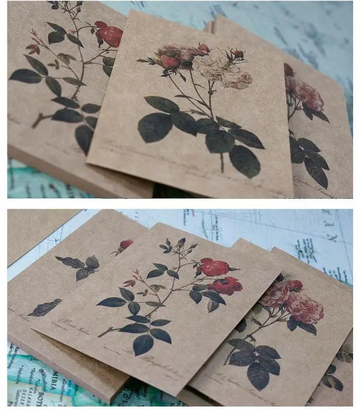 "The Bible of Roses" Vintage Redouté Postcard Set (25 pcs)